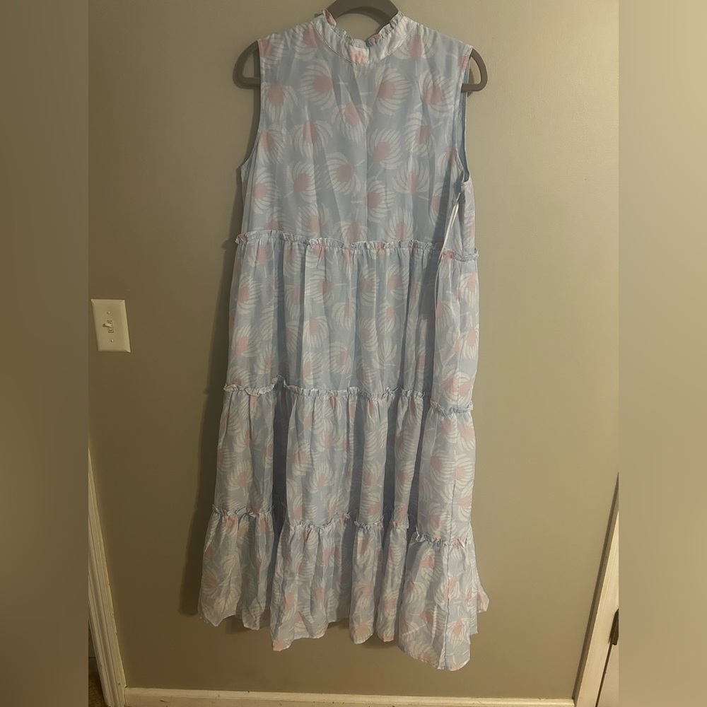 Blue and White Ruffled Tiered Sundress